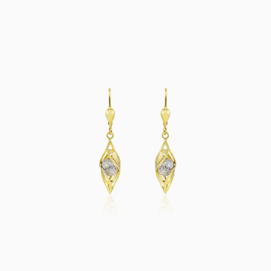 Woman Monte Cristo | Dangling Spiral Gold Earrings With A Ball