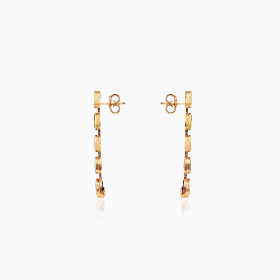 Woman Monte Cristo | Mosaico Dangling Oval Gold Earrings