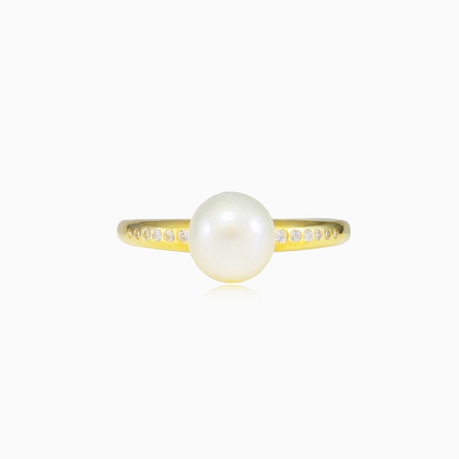 Woman Monte Cristo | Crystal And Pearl Gold Ring