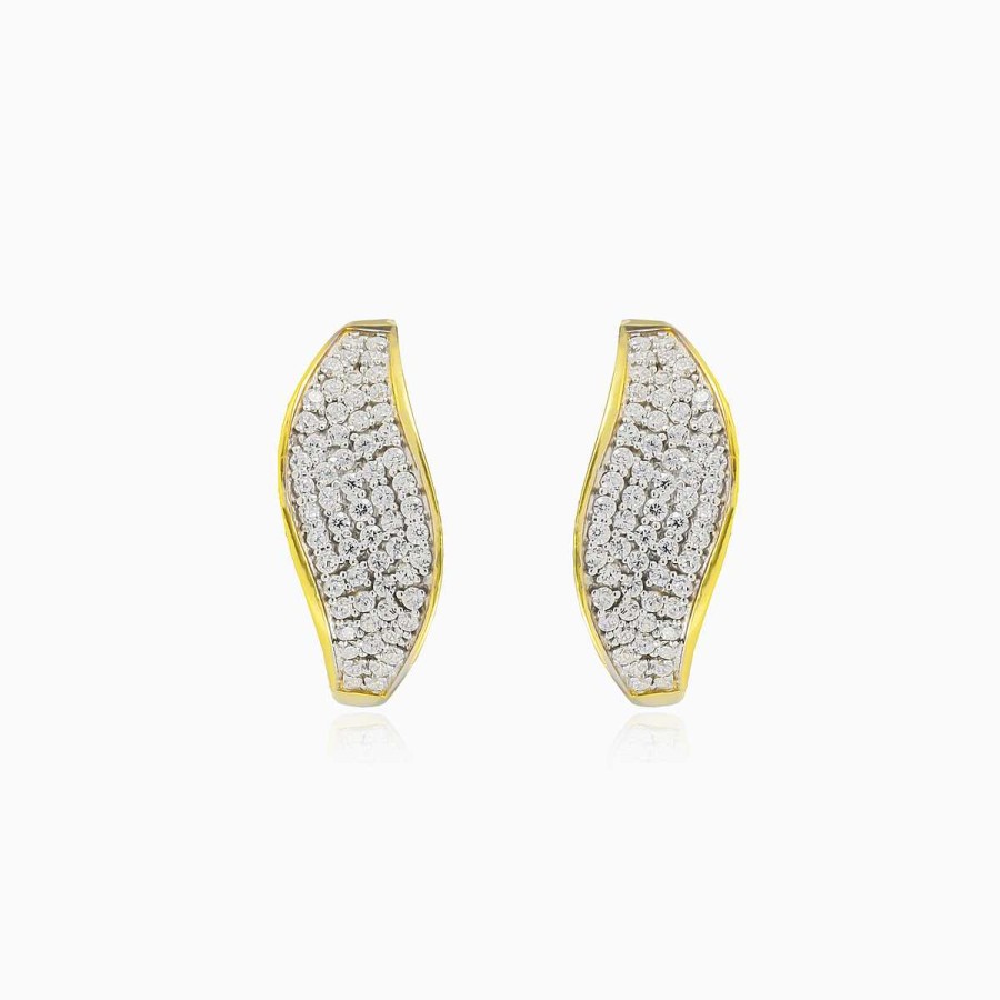 Woman Monte Cristo | Wave Gold Crystal Earrings