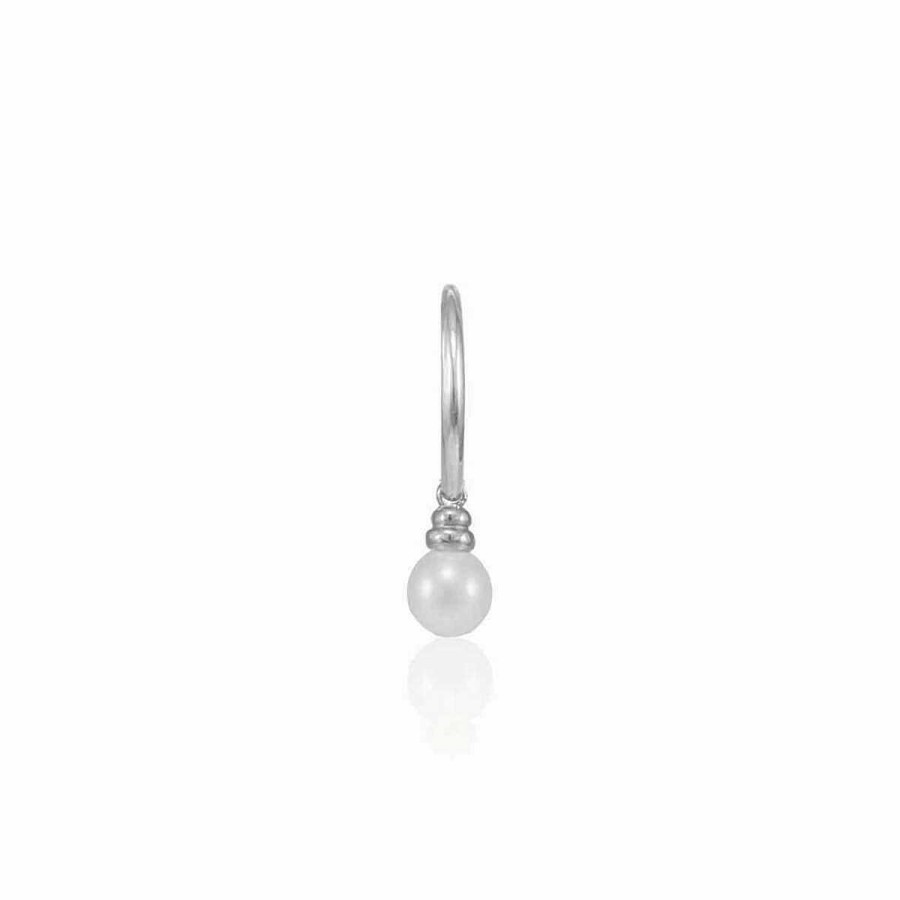 Woman Monte Cristo | White Gold Hoop With Dangling Pearl Earring