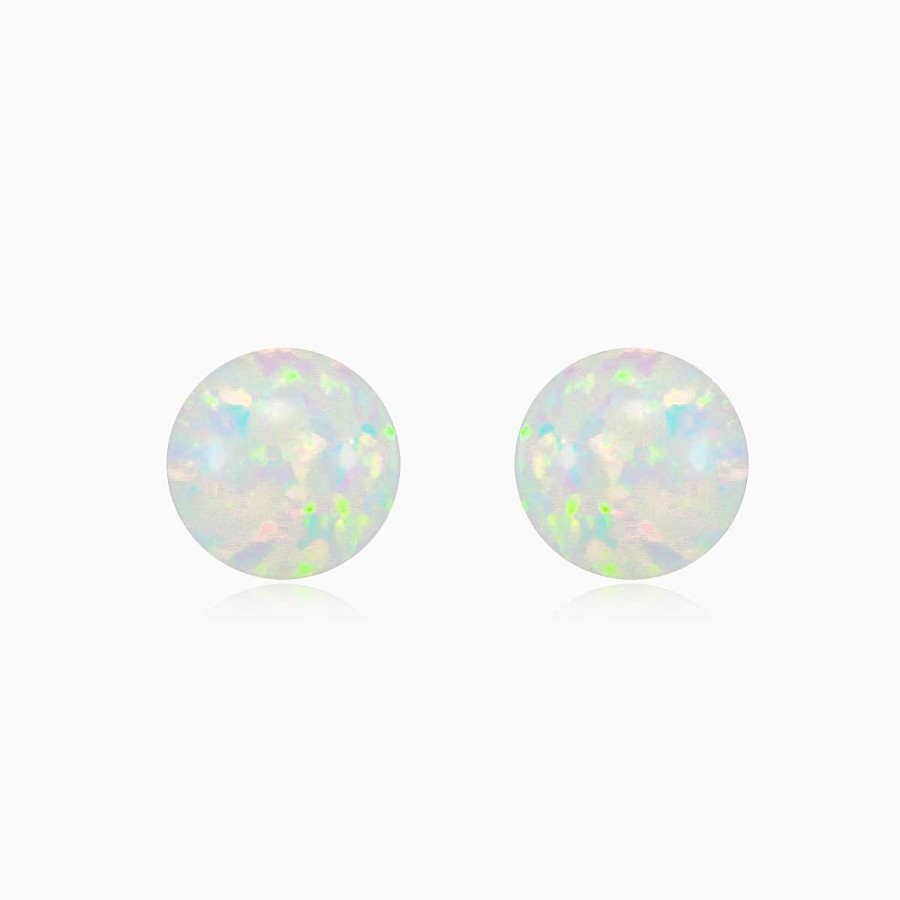 Woman Monte Cristo | White Opal Ball Gold Studs