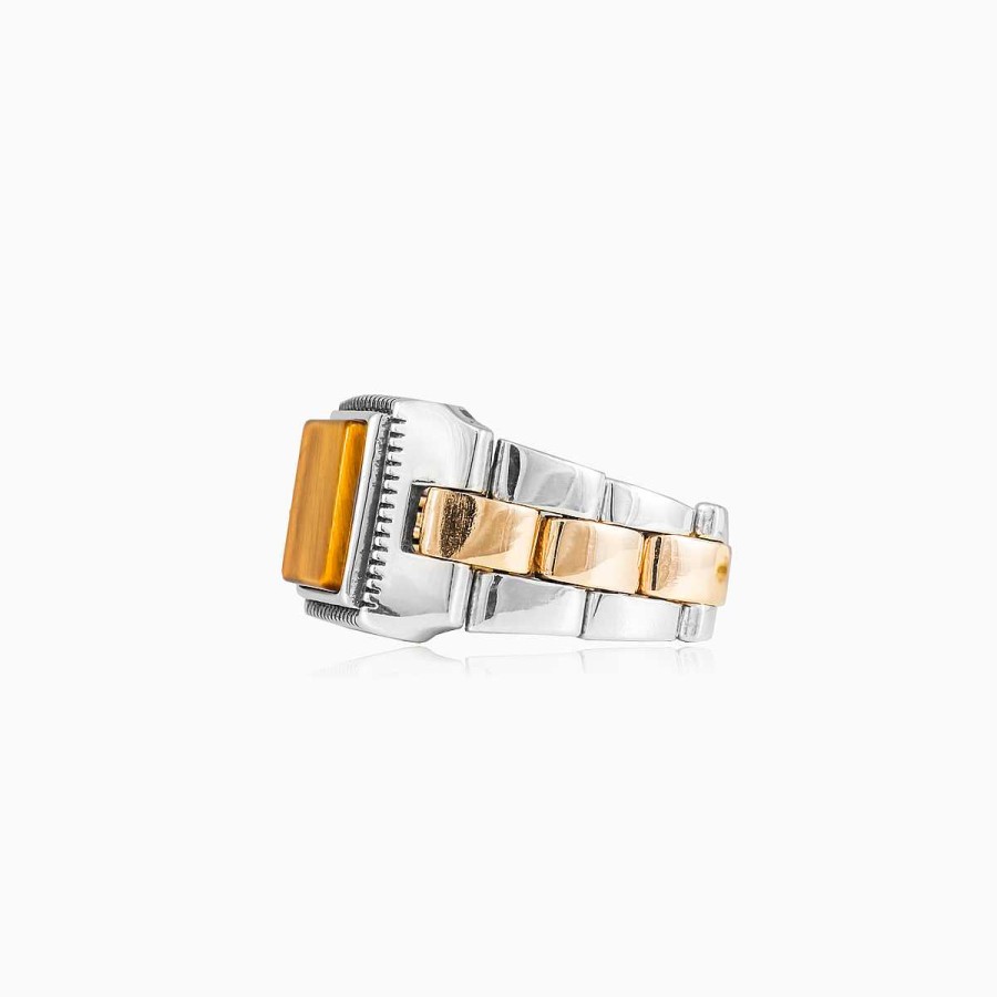 Woman Monte Cristo | Square Tiger Eye Oyster Strap Ring