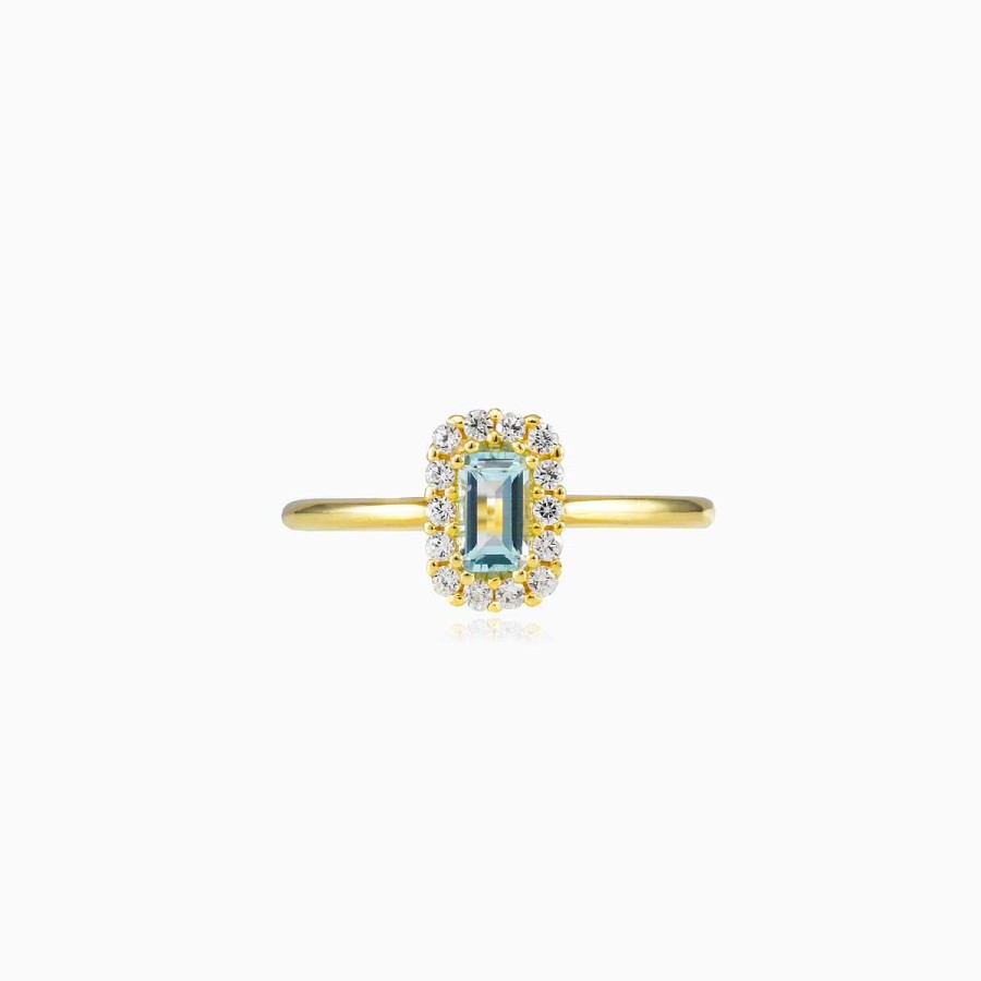 Woman Monte Cristo | Rectangle Topaz Halo Ring