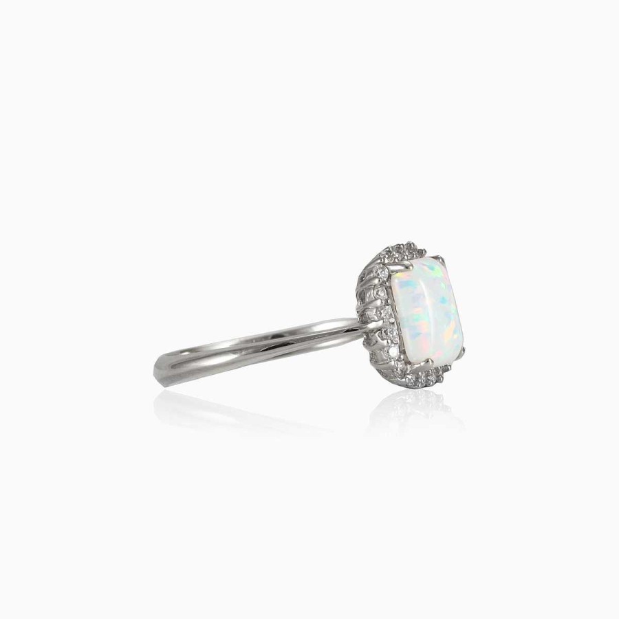 Woman Monte Cristo | Rectangle White Opal Ring