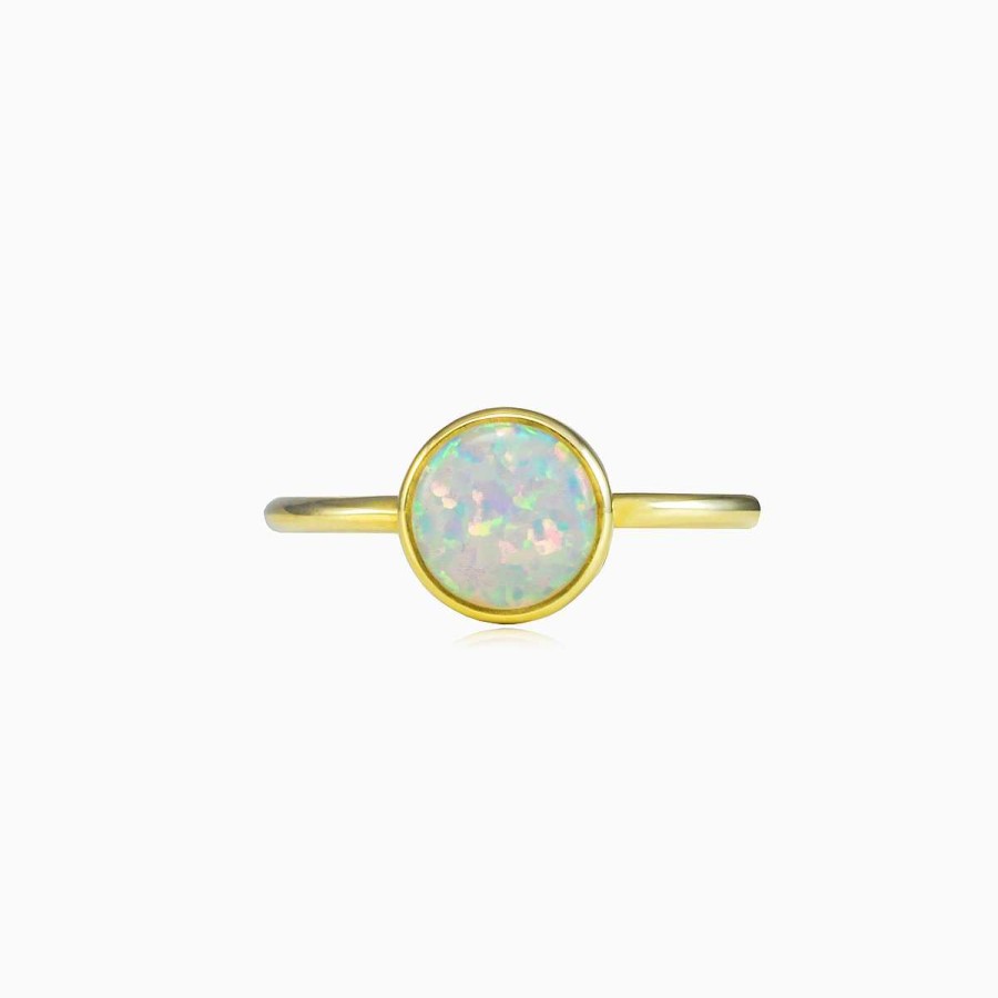 Woman Monte Cristo | Round White Opal Gold Ring