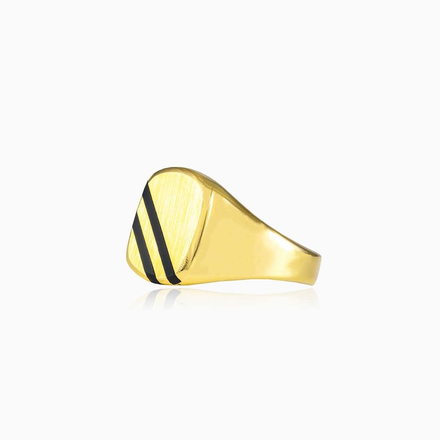 Man Monte Cristo | Two Enamels Lines Gold Ring