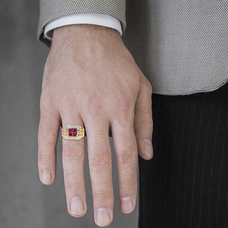 Man Monte Cristo | Gold Ruby And Diamond Men Ring