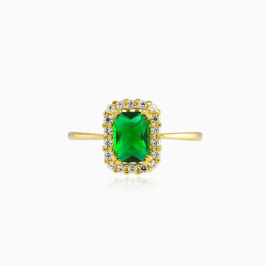 Woman Monte Cristo | Rectangle Green Quartz Gold Ring