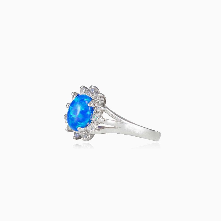 Woman Monte Cristo | Triple Shoulder Blue Opal Ring