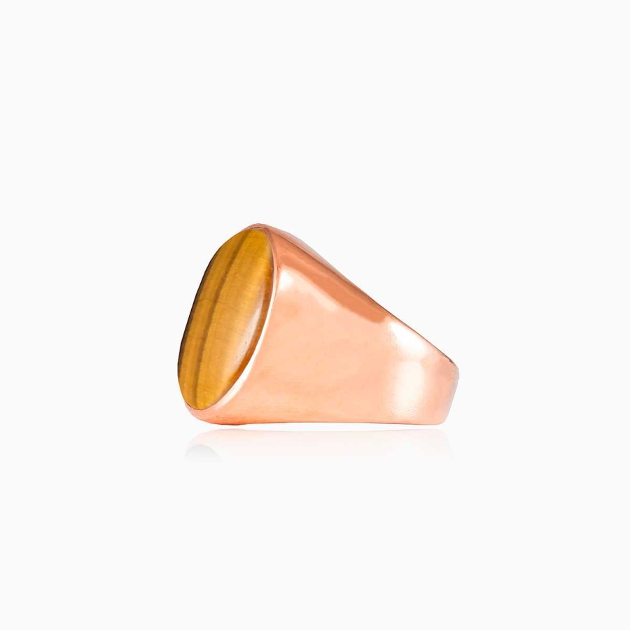 Woman Monte Cristo | Oval Rose Gold Plated Tiger Eye Ring