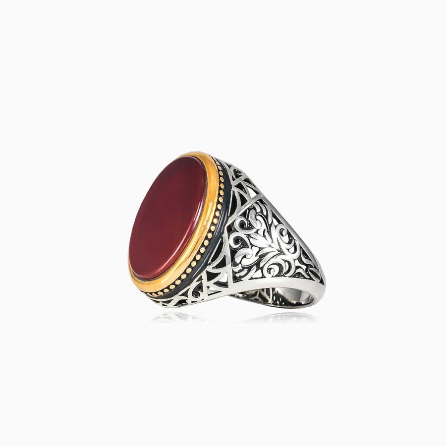 Man Monte Cristo | Oriental Flat Agate Ring