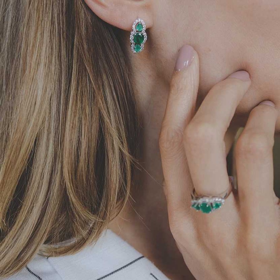 Woman Monte Cristo | Triple Jade Earrings