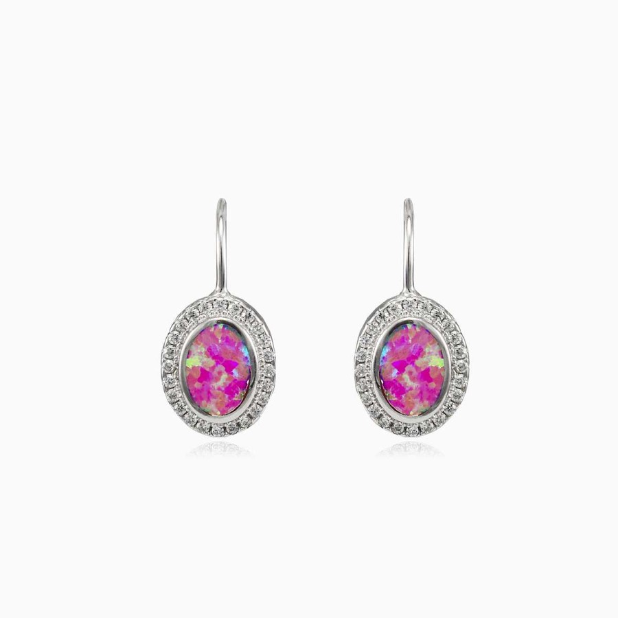 Woman Monte Cristo | Bezel Rose Opal Oval Lever Earrings