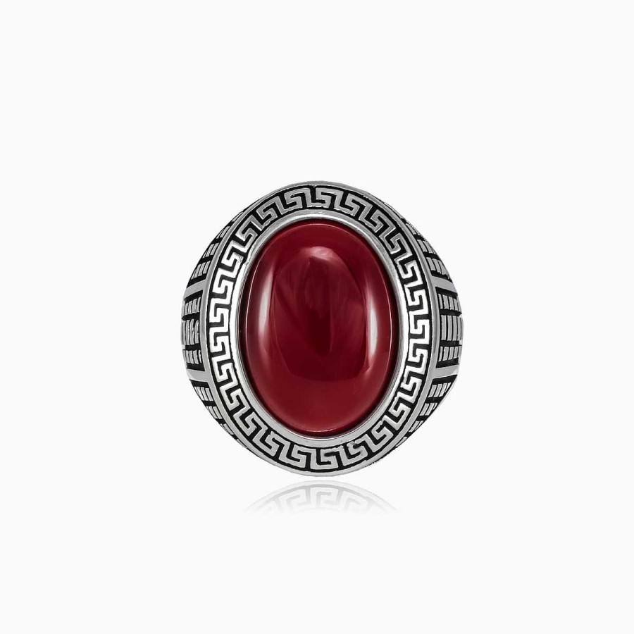 Man Monte Cristo | Cabochon Red Agate Ring