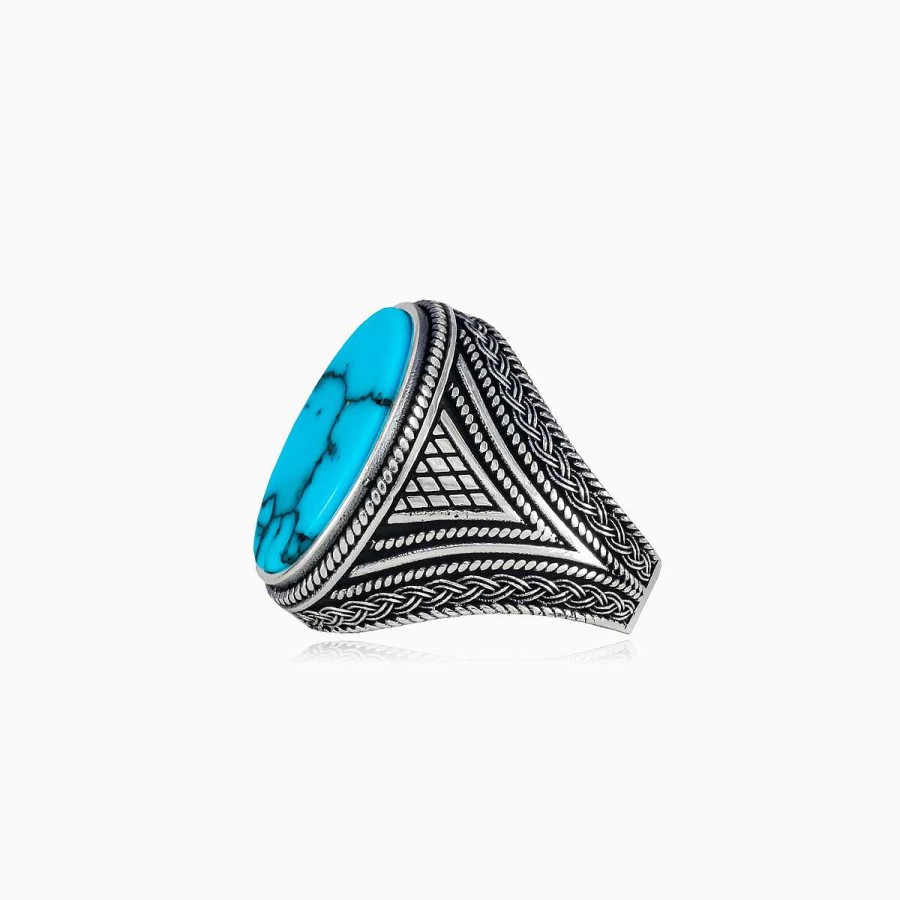 Man Monte Cristo | Braided Silver Turquoise Ring