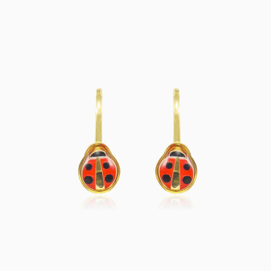 Woman Monte Cristo | Ladybug Enamel Gold Earrings