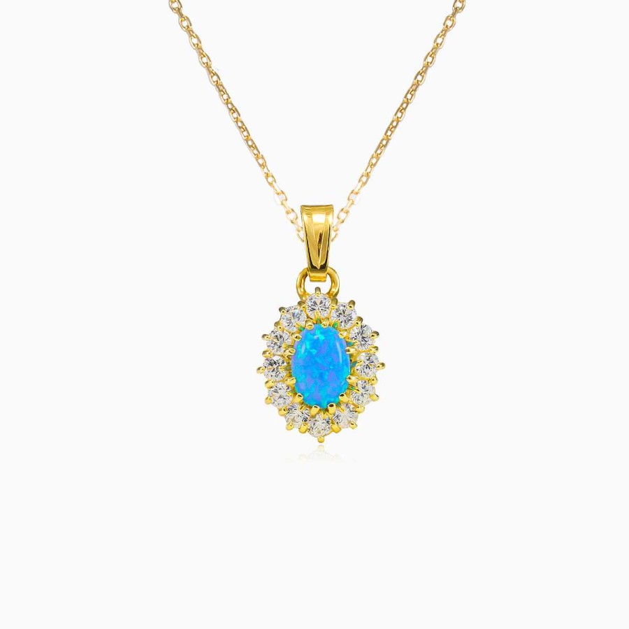 Woman Monte Cristo | Royal Gold Blue Opal Pendant