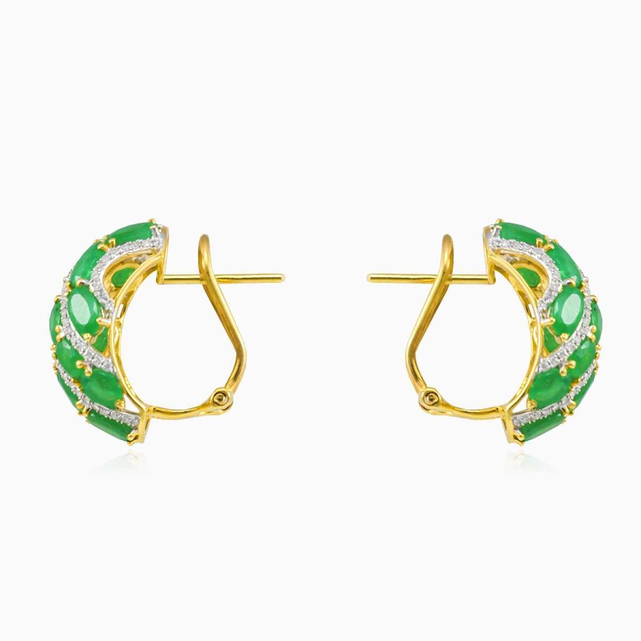 Woman Monte Cristo | Emerald And Diamond Bombe Earrings