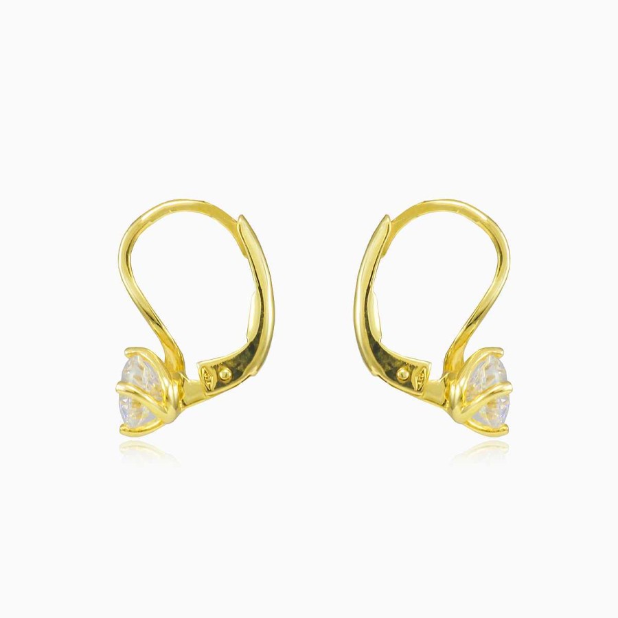 Woman Monte Cristo | Twisted Solitaire Gold Drop Earrings