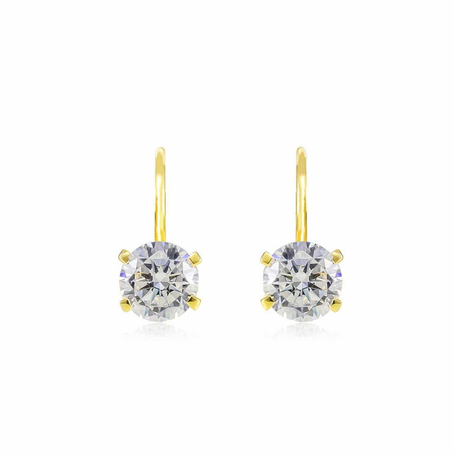 Woman Monte Cristo | Four Prong Gold Drop Earrings