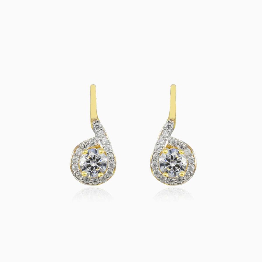 Woman Monte Cristo | Inverted Gold And Crystal Earrings