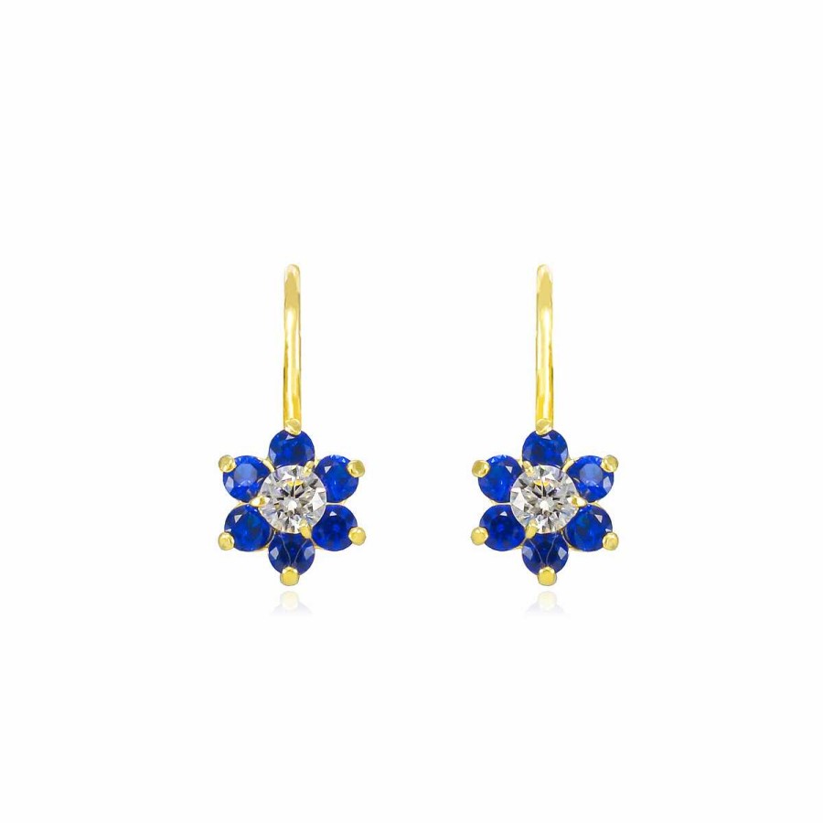 Woman Monte Cristo | Blue Flower Gold Earrings