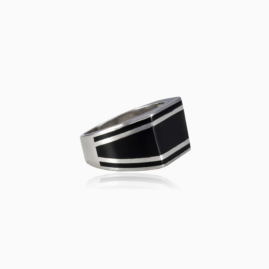 Man Monte Cristo | Black Enamel Ring