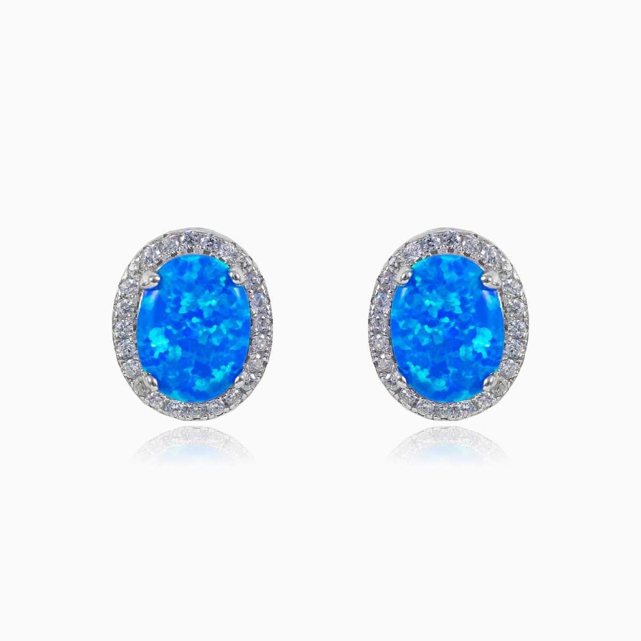 Woman Monte Cristo | Oval Blue Opal Earrings