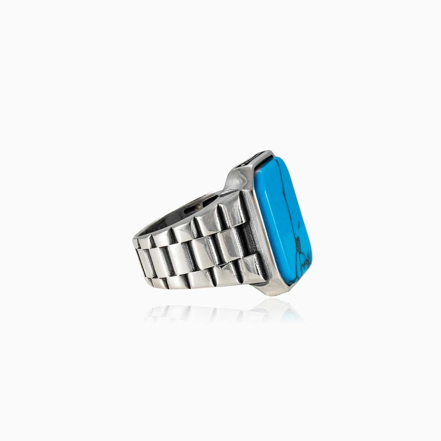 Man Monte Cristo | Flat Emerald Turquoise Ring