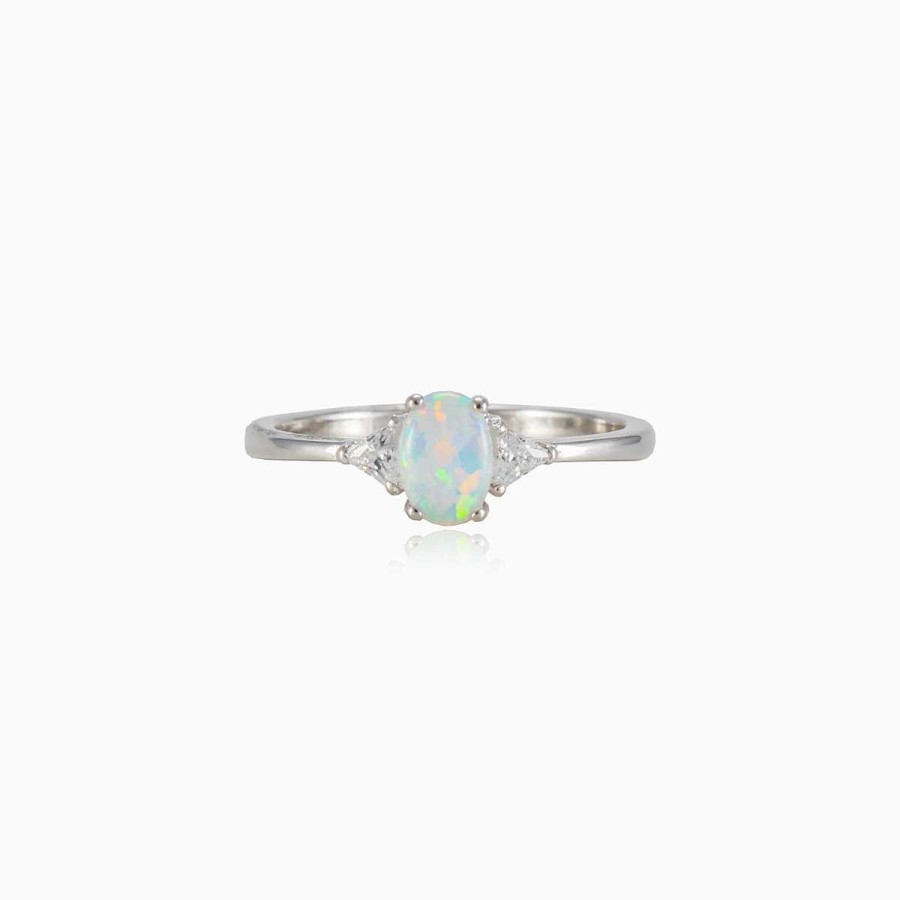 Woman Monte Cristo | Thin White Opal Ring