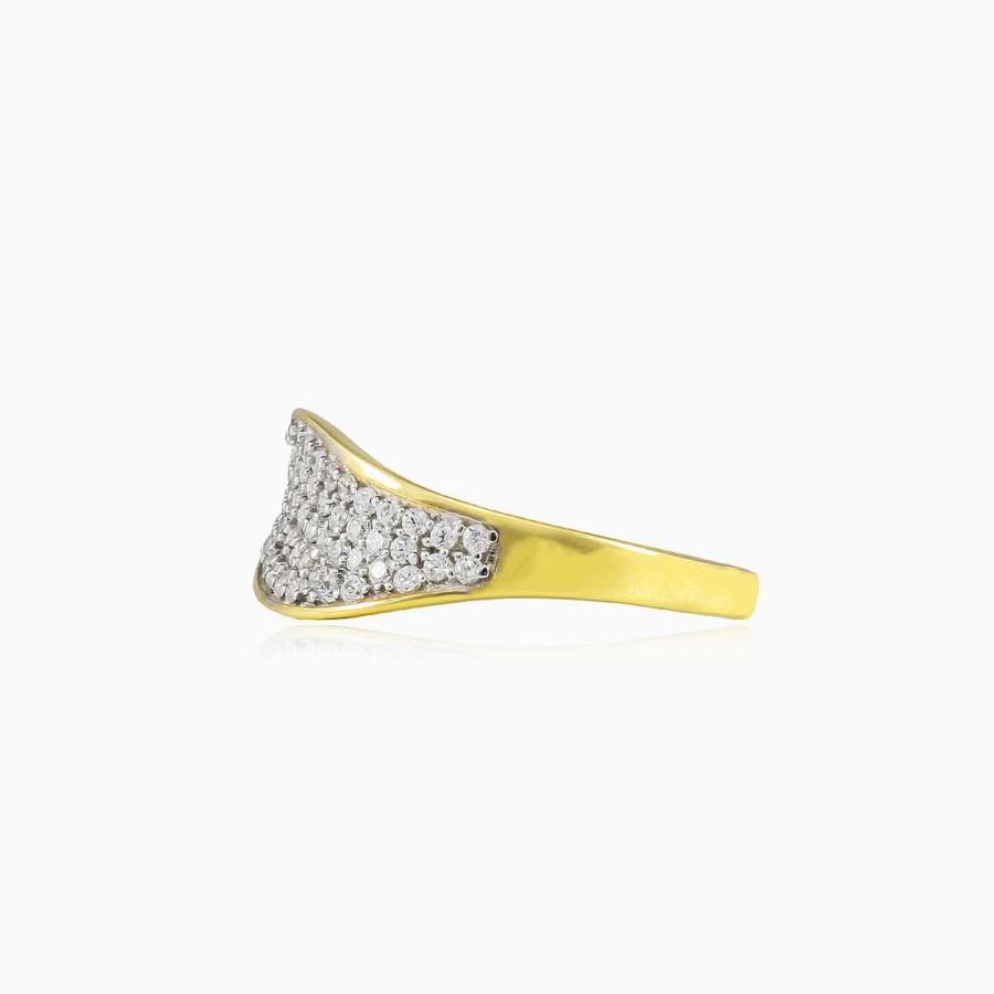 Woman Monte Cristo | Wave Gold Crystal Ring