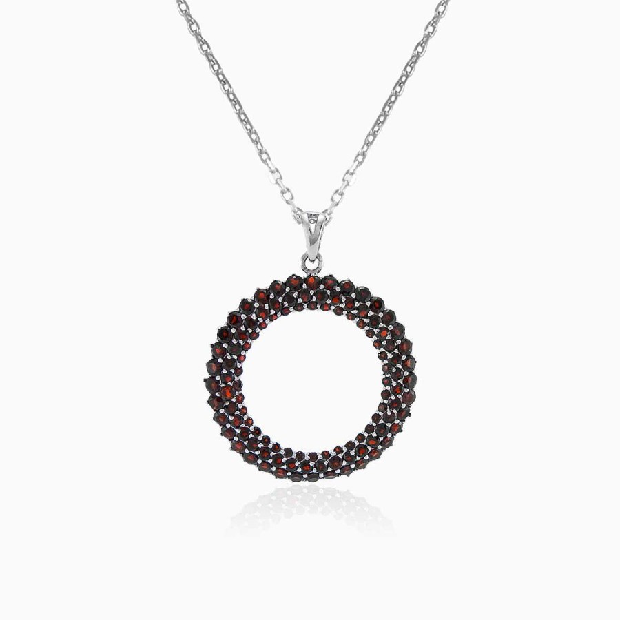 Woman Monte Cristo | Open Circle Garnet Pendant