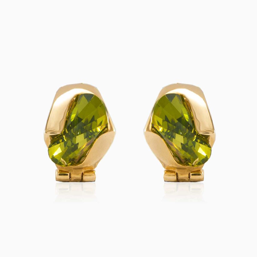 Woman Monte Cristo | Gold Earrings With Moldavite