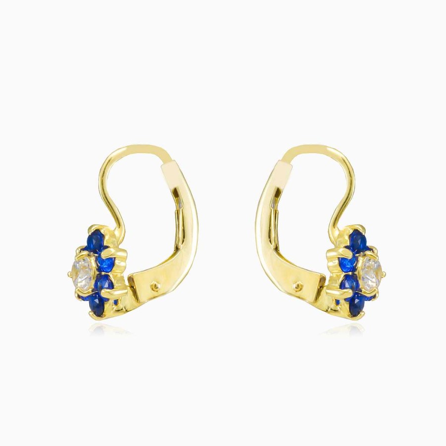 Woman Monte Cristo | Blue Flower Gold Earrings