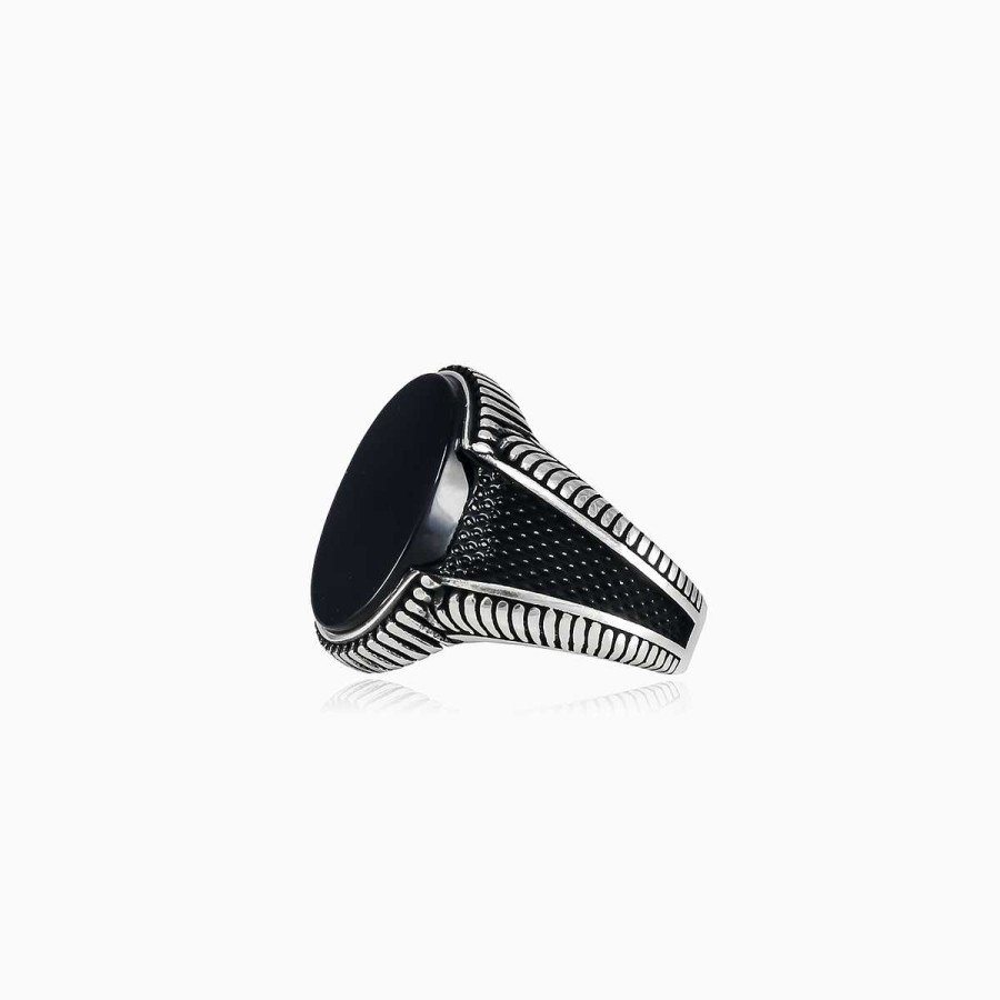 Man Monte Cristo | Oval Oxidized Onyx Ring