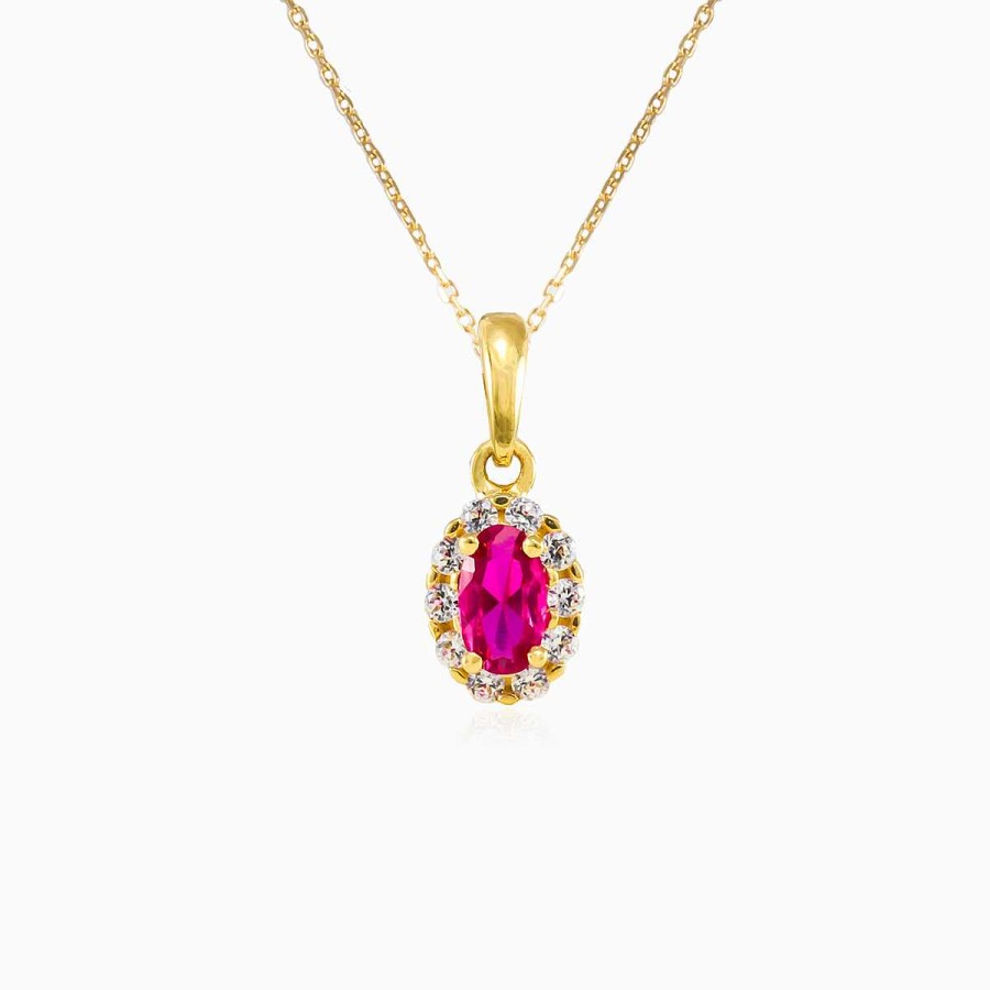 Woman Monte Cristo | Oval Rubellite Gold Pendant