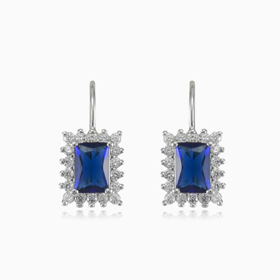 Woman Monte Cristo | Rectangle Blue Quartz Earrings