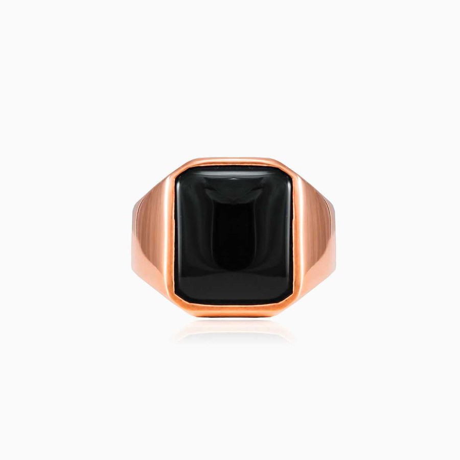 Woman Monte Cristo | Rose Gold Plated Onyx Ring