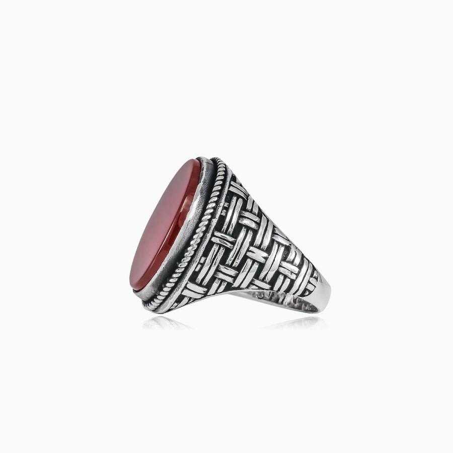 Man Monte Cristo | Threaded Oval Agate Ring