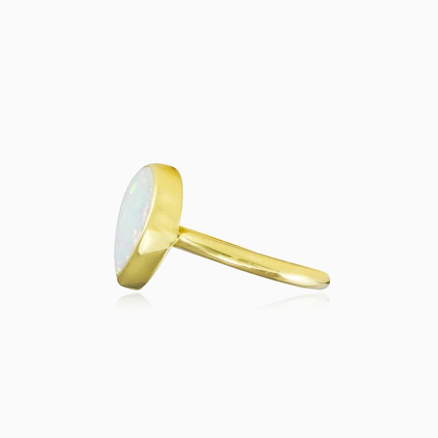 Woman Monte Cristo | Wide Pear Opal Gold Ring