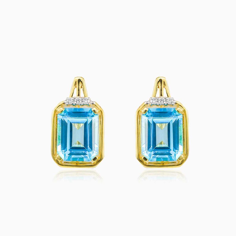 Woman Monte Cristo | Emerald-Cut Blue Topaz Earrings