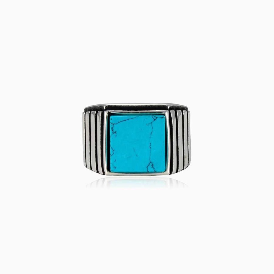 Woman Monte Cristo | Symmetric Square Turquoise Ring