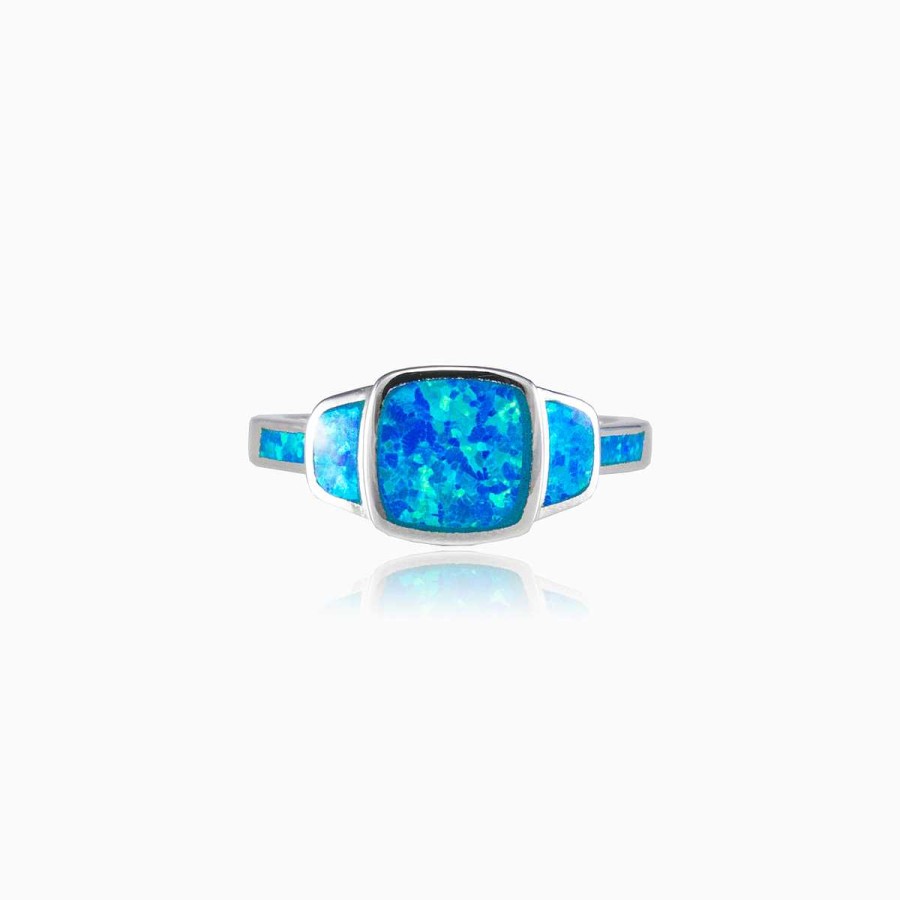 Woman Monte Cristo | Square Blue Opal Ring