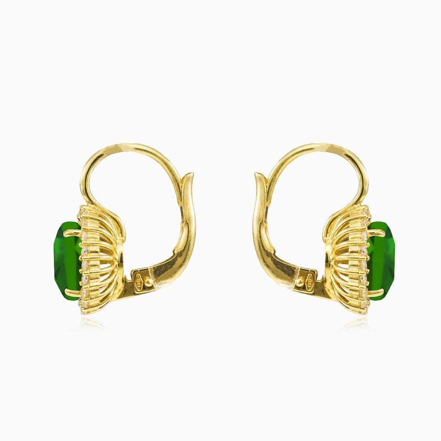 Woman Monte Cristo | Cushion Green Quartz Gold Earrings