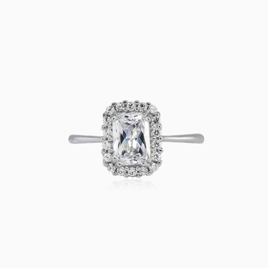 Woman Monte Cristo | Rectangle Crystal White Gold Ring