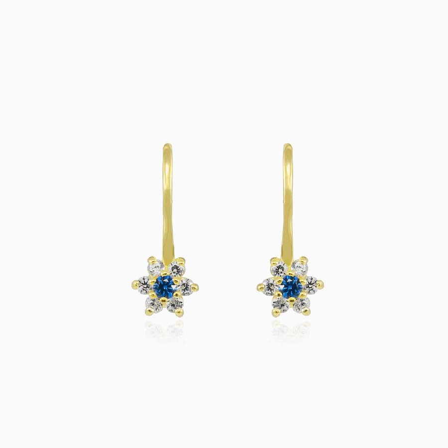 Woman Monte Cristo | Blue Flower Crystal Gold Earrings