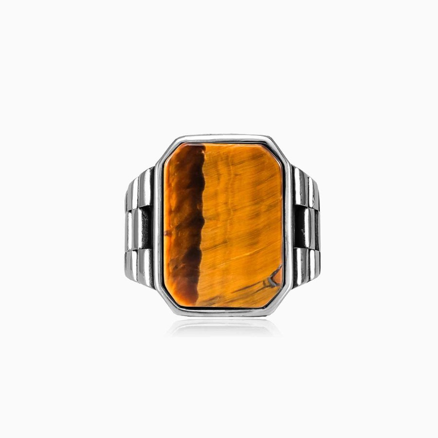 Man Monte Cristo | Flat Emerald Tiger Eye Ring