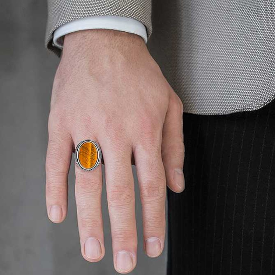 Man Monte Cristo | Braided Silver Tiger Eye Ring