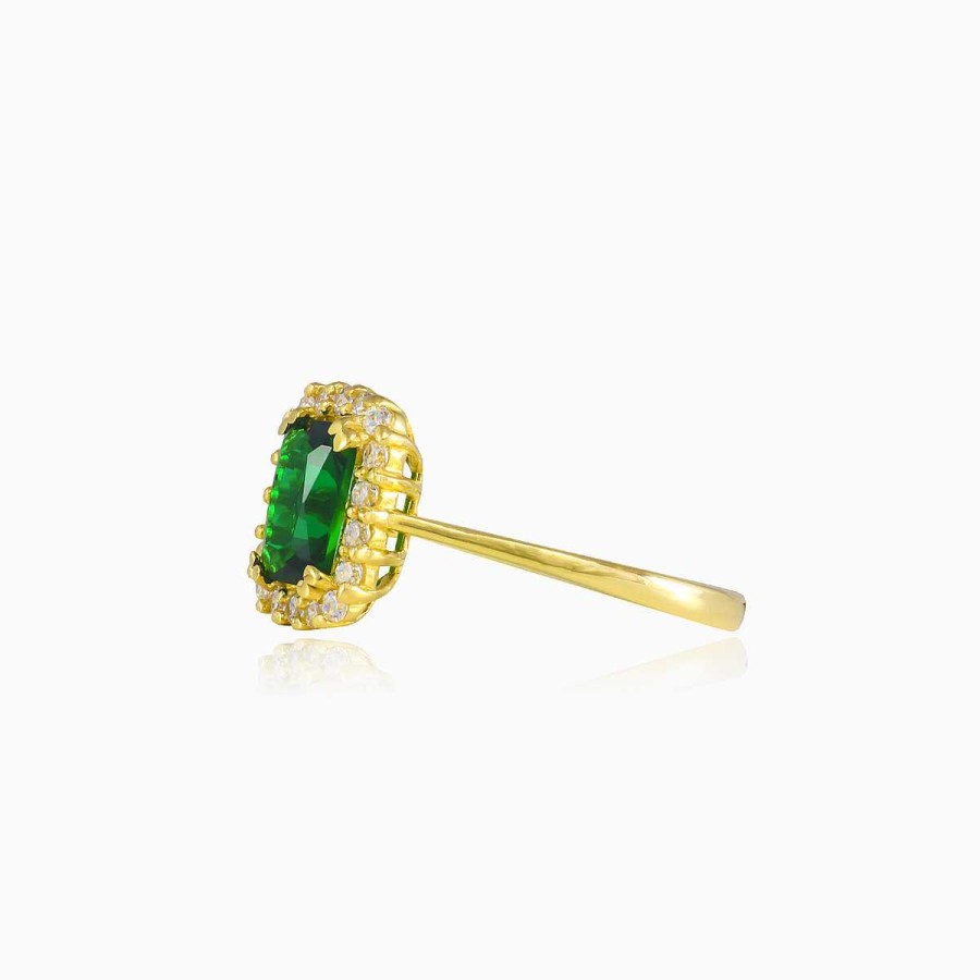 Woman Monte Cristo | Rectangle Green Quartz Gold Ring